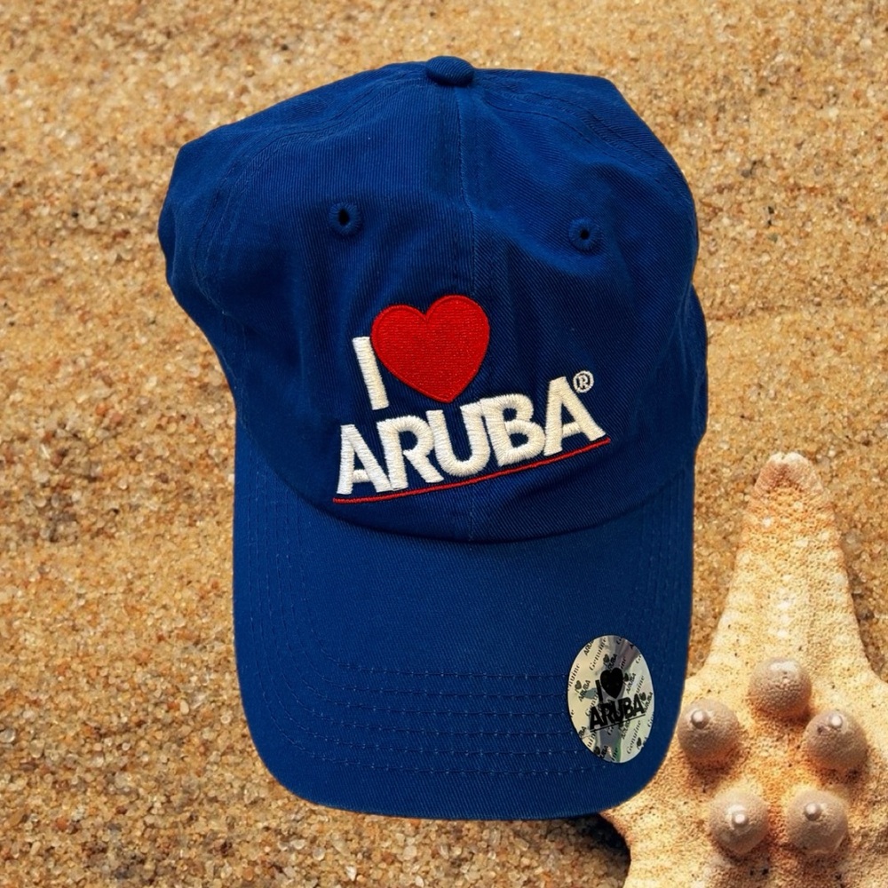 NWT I Love Aruba Blue Cap One Size Adjustable